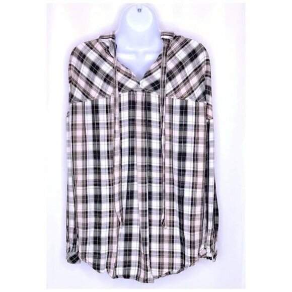 Sanctuary Plaid Tie Back Button Down Shirt size M. Price firm - Picture 3 of 7